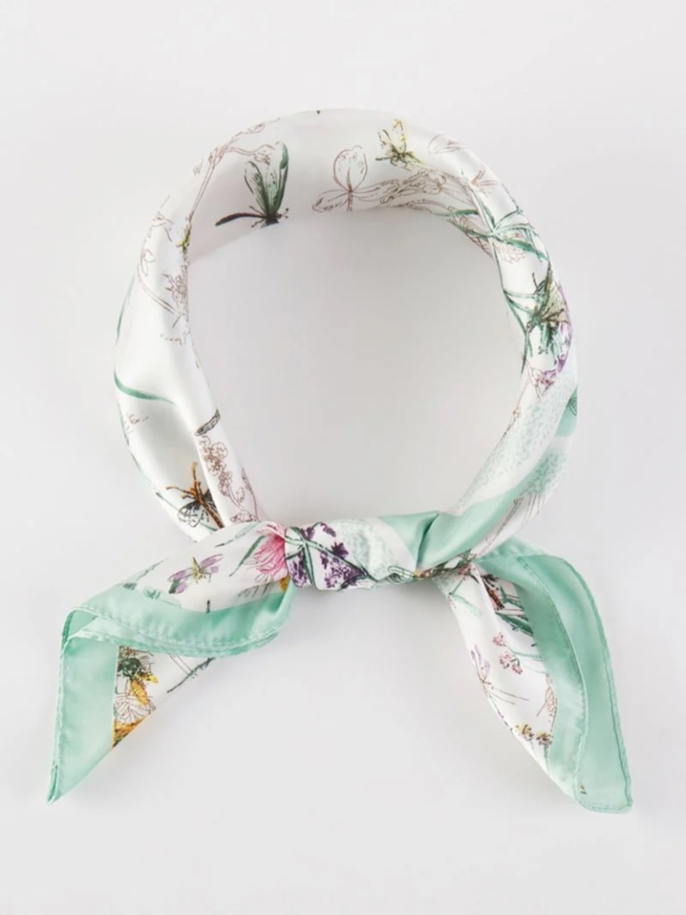 NWT Wildflower Whimsy Mint Square Satin Scarf